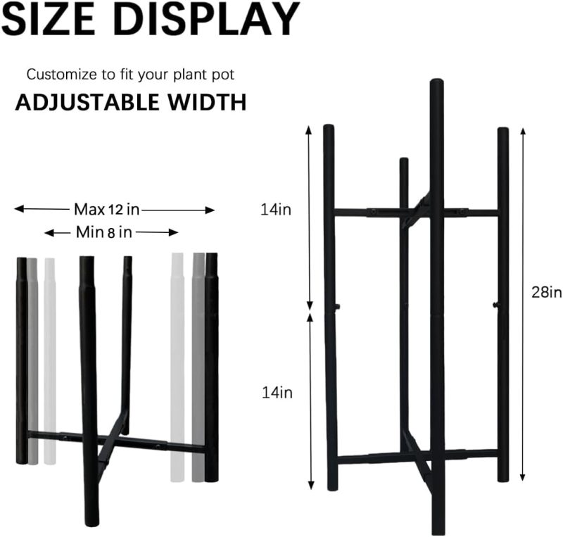 Plant Stand 2 Tier for Indoor Outdoor, Adjustable Metal Plant Holder, Heavy Duty Potted Flower Holder, Plant Pot Shelf, Fits 8-12 Inches Pot, Display Racks for Home - Image 2