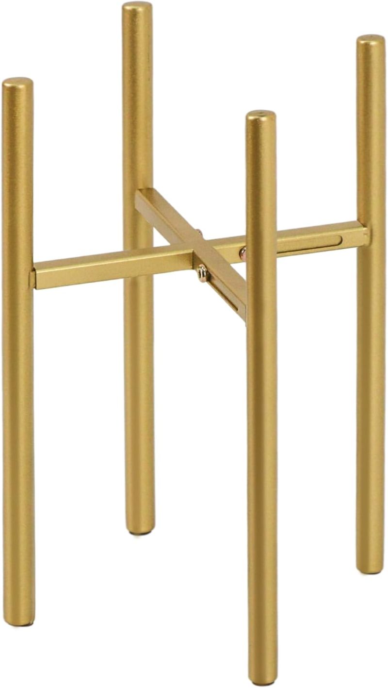 Metal Plant Stand, Adjustable Plant Pot Stand, Heavy Duty Indoor Outdoor Plant Stand, Plant Holder (Gold, 1pcs 4 Legs-Round)