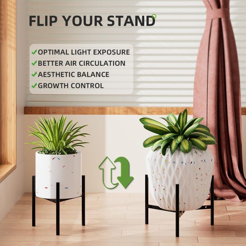 Plant Stand Indoor Adjustable Pot Holders, Metal Plant Stand Outdoor, Anti-Rust Black Metal Plant Holder for Outdoor Corner and Indoor clearance ,Fits 8"-12" Pots, 9.5" Height, 1 Pack - Image 2