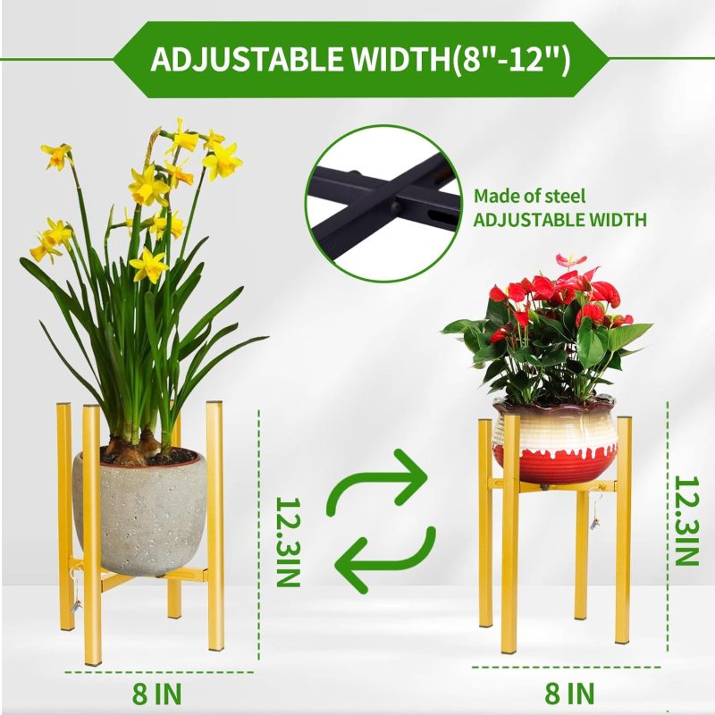 Plant Stand,Small Plants Stand Indoor,Metal Adjustable Floor Heavy Duty Large Plant Stands Fits 8"-12" Inch Tall Pots,Place In Living Room ,Outdoor,Corner Display,Window(Planter And Pot Not Included) - Image 2