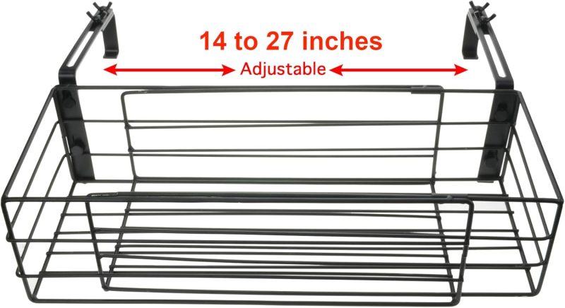 Adjustable Flower Pot Rack Holder Plant Stand - Expands 14"-27" to accomodate Multiple flowerpots, Hanger Hooks fit Almost Any Balcony, Fence or Deck Railing up to 6" Wide - Steel Black - Image 2