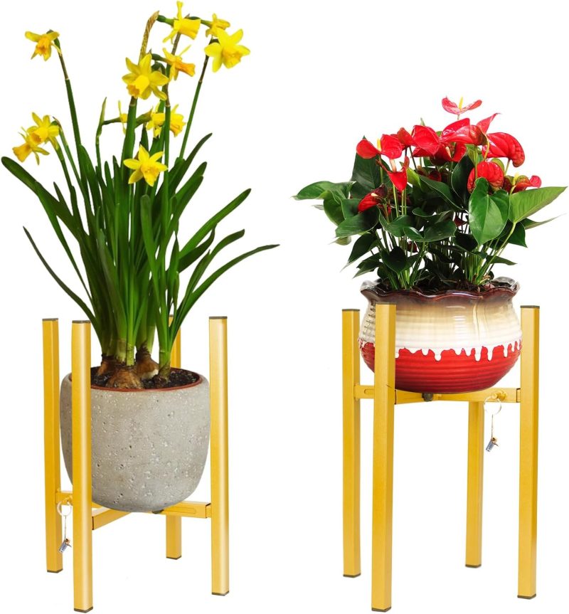 Plant Stand,Small Plants Stand Indoor,Metal Adjustable Floor Heavy Duty Large Plant Stands Fits 8"-12" Inch Tall Pots,Place In Living Room ,Outdoor,Corner Display,Window(Planter And Pot Not Included)
