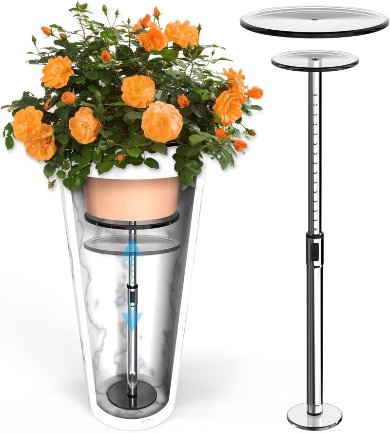 Adjustable Plant Risers for Inside Pot, Planter Insert for Large ​Container​, 20-32'' Rise Filler Riser of Tall Flower Bed, Metal Lift Insert for Tall Taper (6 “8“10” Base or Top)