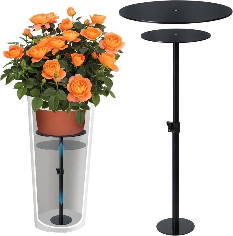 Adjustable Height Plant Risers for Inside Pots, 17-32" Rise Planter Filler Inserts, Plant Lift Insert Lightweight Flower Pot Filler for Large Tall Taper Plant Containers, with 3 Base/ Top(6" 8" 10")