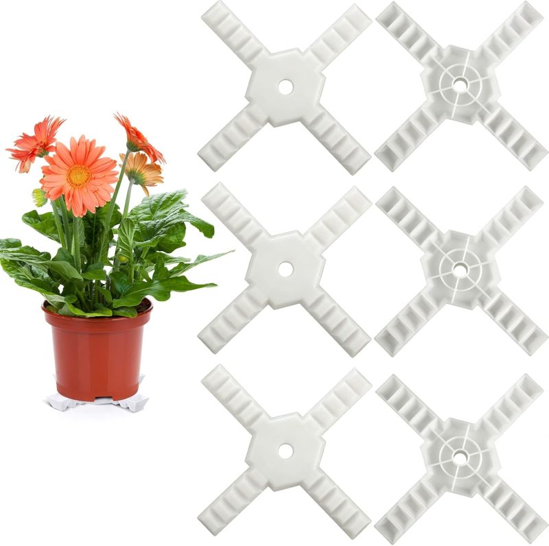 6 Pcs Plant Pot Stand Riser Adjustable Cuttable Plastic Under Plant Stand Prevent Water Damage for Outdoor Indoor Pot Holder Garden Patio(11.8 Inch,White)