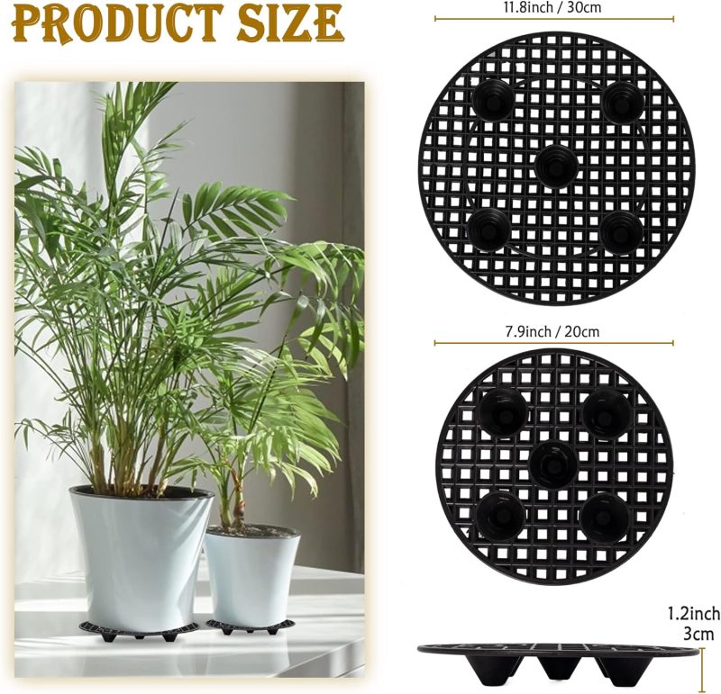 8Pcs Plant Stand Indoor Outdoor, Plant Level Pot Elevator- 2 Size Plant Riser Holder Plastic Floor Protector Plant Trivet, Heavy Planter Holder for Prevent Rot and Damage on Patio & Deck(7.9"&11.8" ) - Image 2