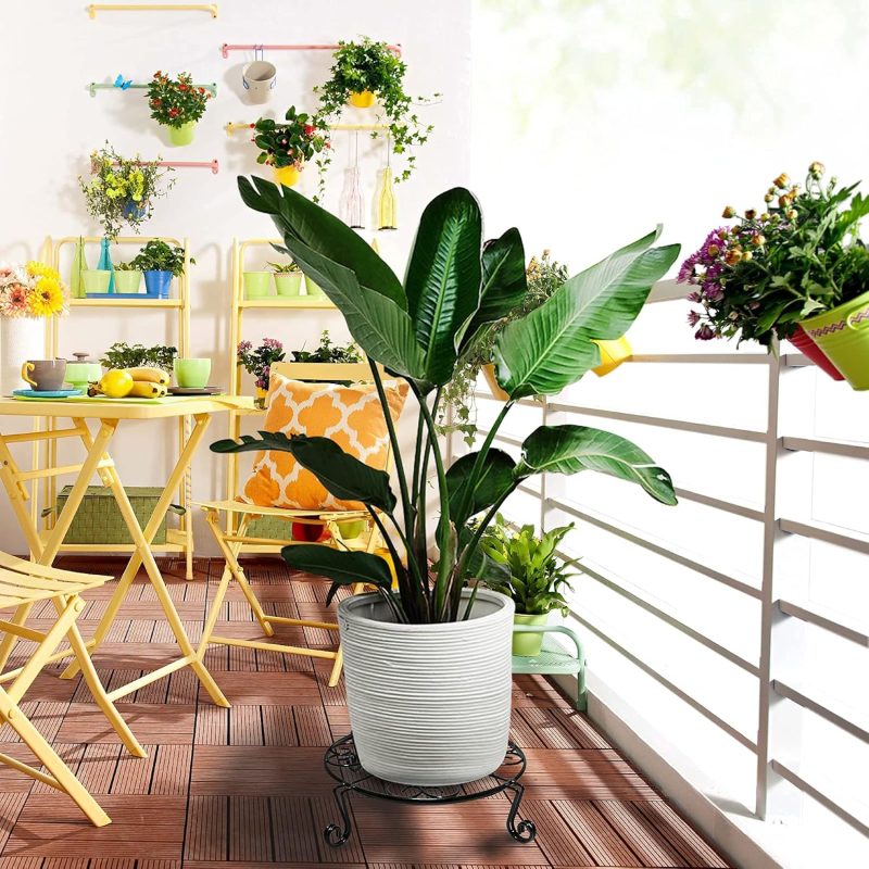 2 pack 10 12" Rustproof Black Metal Plant Stands Heavy Duty Plants Holder Outdoor Indoor, Round Wrought Iron Flower Planter Pot Stand, Corner Gardening Pumpkin Stand - 10Inches - Image 2